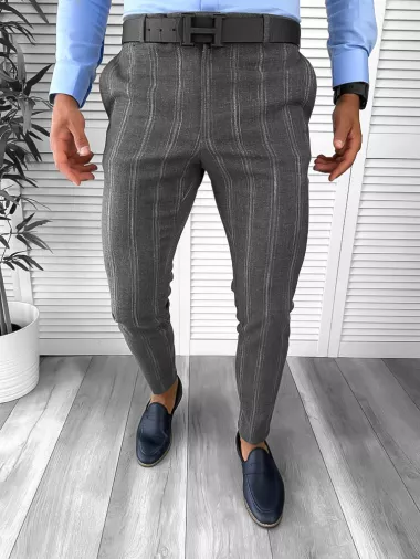 Pantaloni barbati eleganti gri B1551 I19-1 